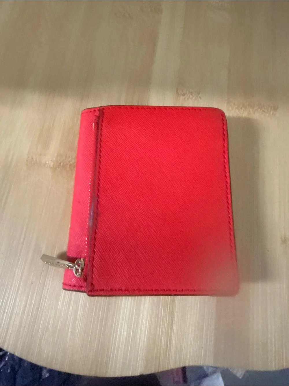 Michael Kors Red Leather Compact Card Case with Gold Logo
